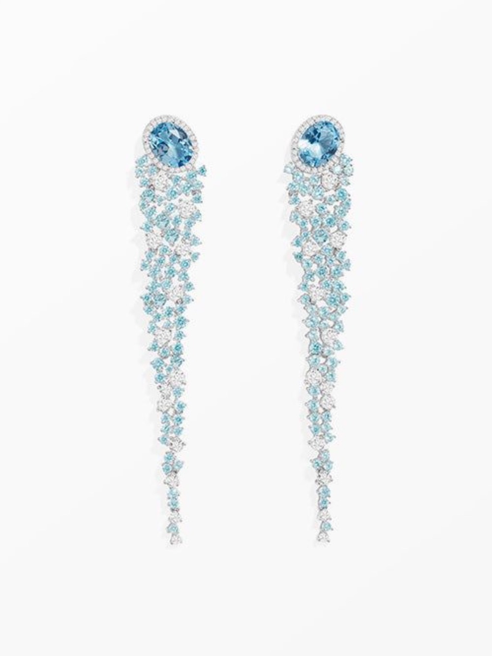 Long Blue Crystal Drop Earrings - Women Jewelry - Picture 3 of 4
